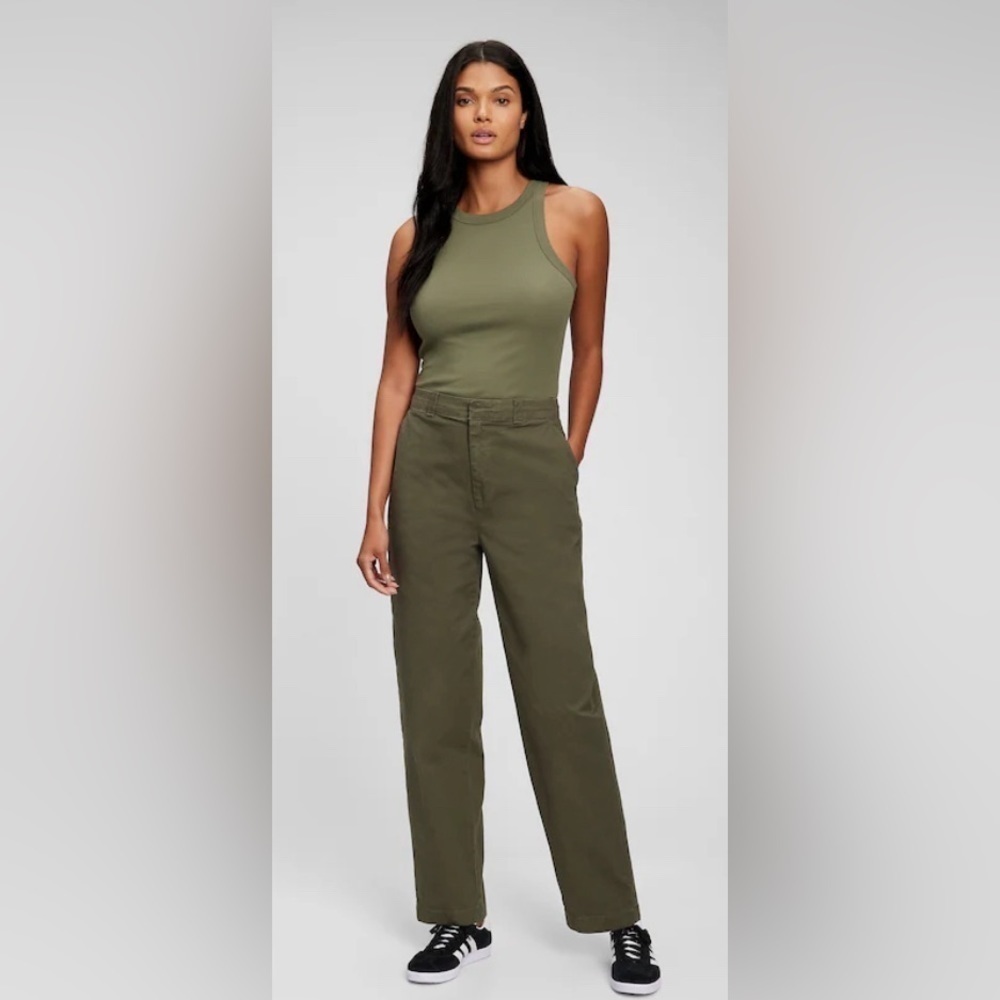GAP Sz 10T Everyday Straight Up Military Jacket Green Unlined Pockets Pants NEW